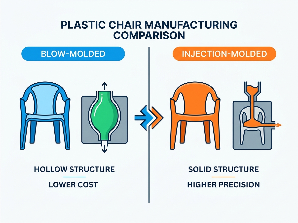 Blow Molded vs Injection Molded Chairs comparison