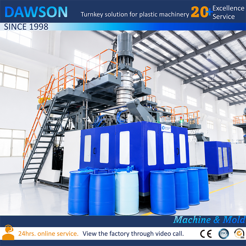 Automatic 200L Double Ring Drum Blow Molding Machine HMWHDPE Barrel Making Machine for Chemical Liquid Storage
